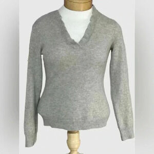 Cashmere Womens Sweater Small Tan Ruffle Neckline